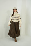 タックデザインスカート BROWN