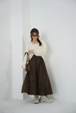 タックデザインスカート BROWN