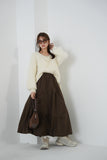 タックデザインスカート BROWN
