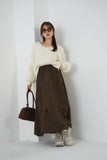 タックデザインスカート BROWN