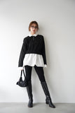 裾バルーンドッキングニットトップス BLACK