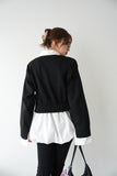 裾バルーンドッキングニットトップス BLACK