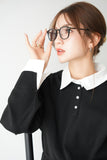 裾バルーンドッキングニットトップス BLACK