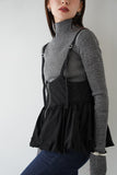 【SET】タフタバルーンビスチェ(BLACK)×裾スリット入りタイトストレートデニム