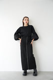 袖バルーンドッキングニットトップス BLACK