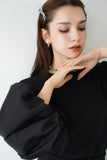 袖バルーンドッキングニットトップス BLACK