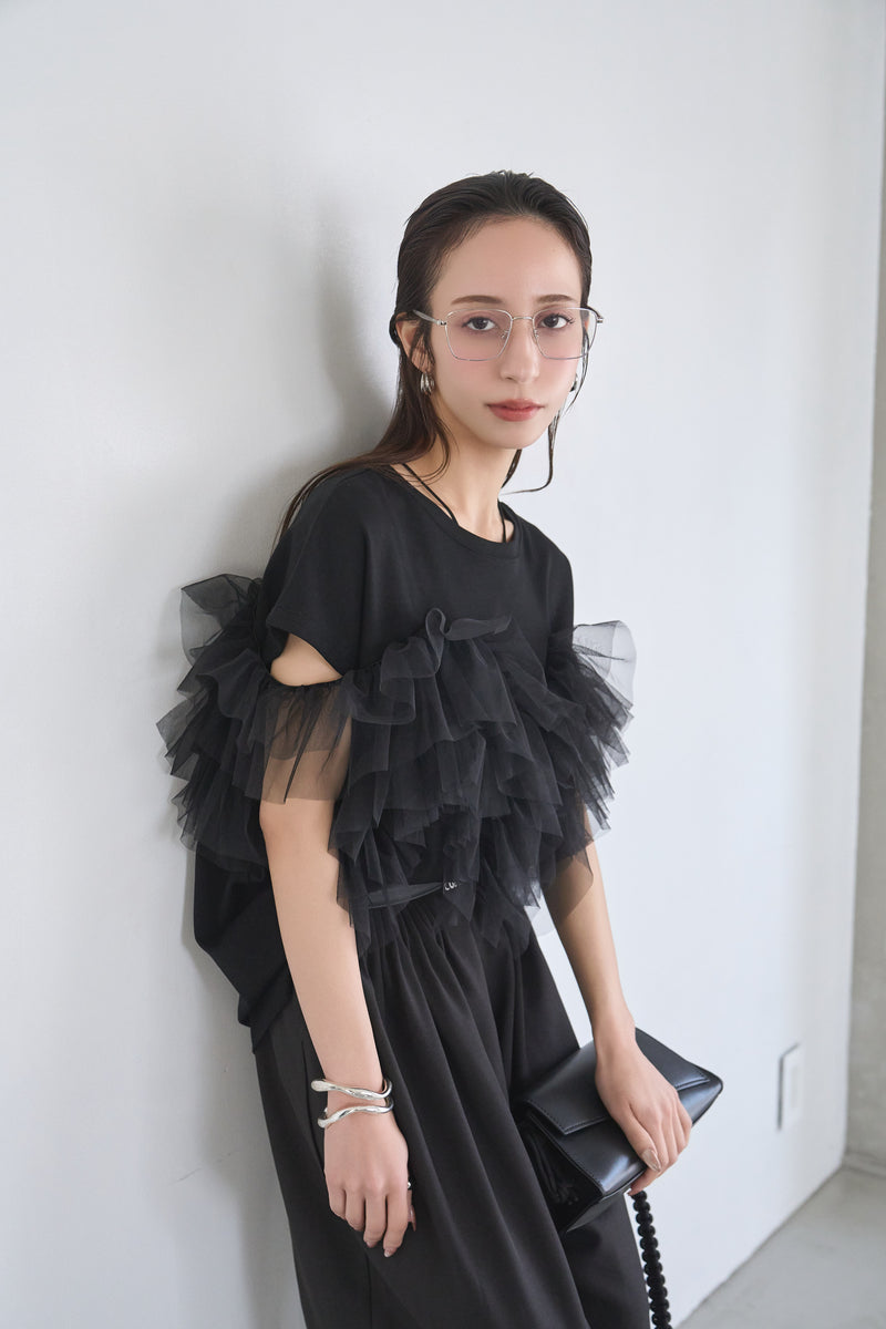 3WAYフリルTシャツ BLACK – ODORATA official
