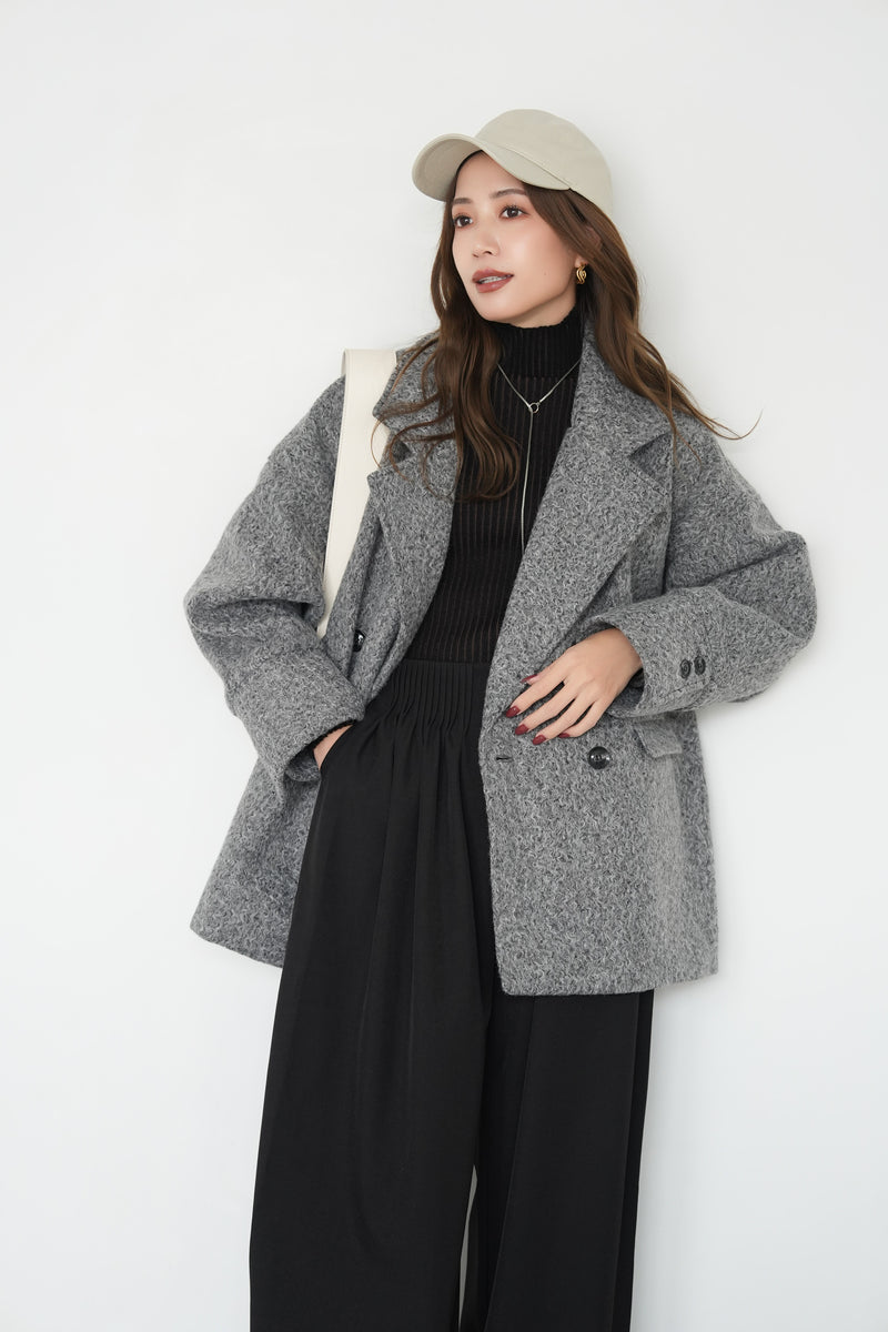 カールシャギーダブルコート チャコール – ODORATA official