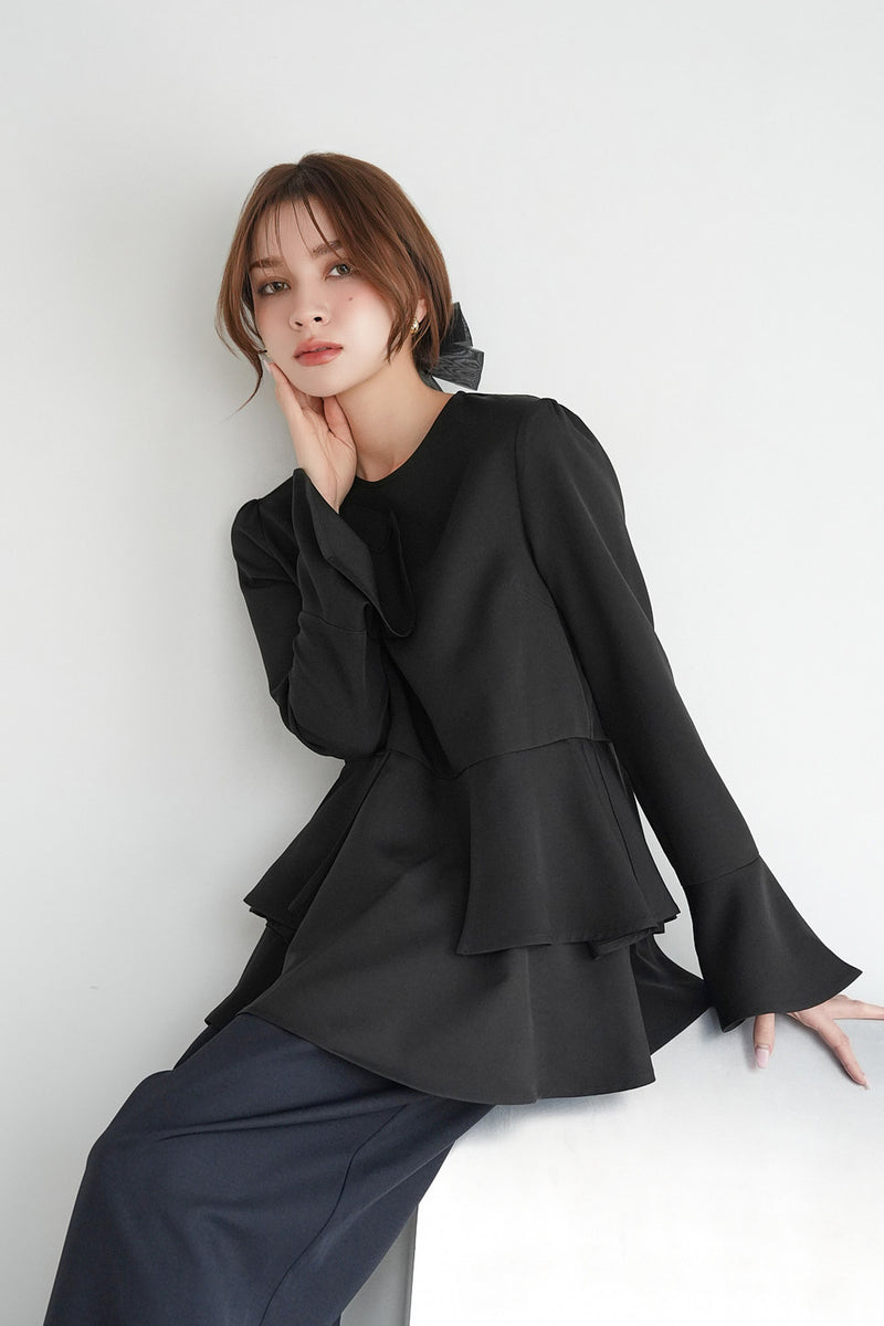 ペプラムブラウス BLACK – ODORATA official