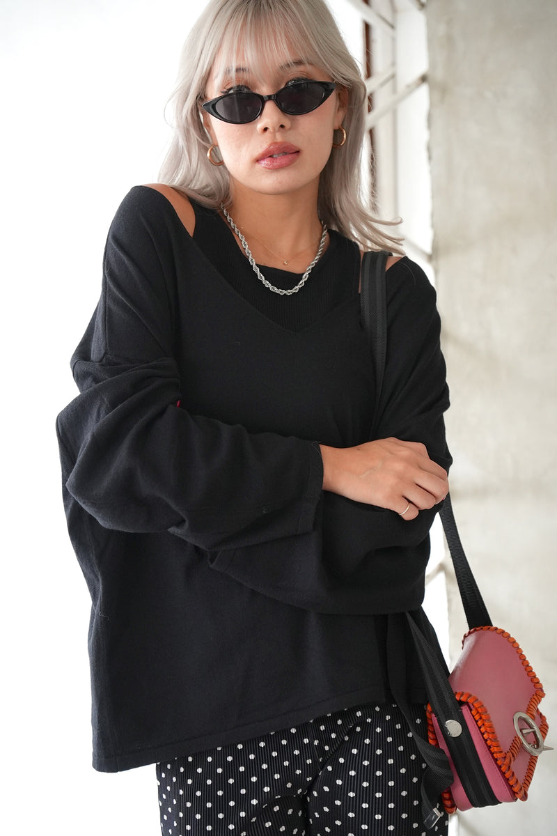 アンゴラタッチニットアンサンブル Black – ODORATA official