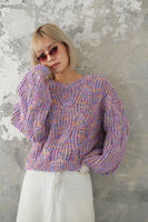 MIXカラーオーバーKNIT TOPS　LAVENDER