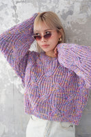 MIXカラーオーバーKNIT TOPS　LAVENDER