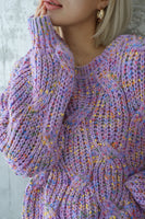 MIXカラーオーバーKNIT TOPS　LAVENDER