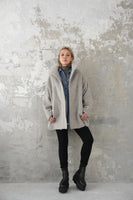 シャギースタンドカラーコート　GRAY