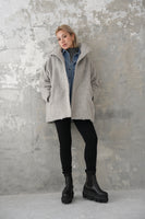 シャギースタンドカラーコート　GRAY