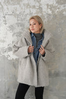 シャギースタンドカラーコート　GRAY