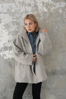 シャギースタンドカラーコート　GRAY