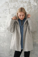 シャギースタンドカラーコート　GRAY