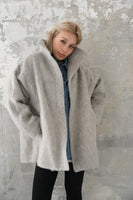 シャギースタンドカラーコート　GRAY