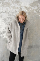 シャギースタンドカラーコート　GRAY