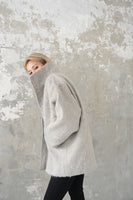 シャギースタンドカラーコート　GRAY