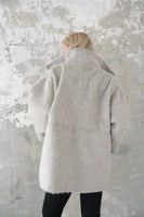 シャギースタンドカラーコート　GRAY