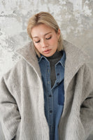 シャギースタンドカラーコート　GRAY