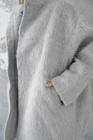 シャギースタンドカラーコート　GRAY