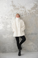 シャギースタンドカラーコート　IVORY