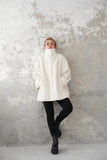 シャギースタンドカラーコート　IVORY