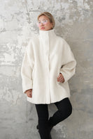 シャギースタンドカラーコート　IVORY