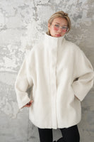 シャギースタンドカラーコート　IVORY