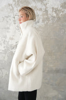 シャギースタンドカラーコート　IVORY