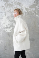 シャギースタンドカラーコート　IVORY