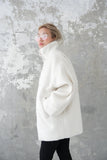 シャギースタンドカラーコート　IVORY
