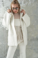 シャギースタンドカラーコート　IVORY
