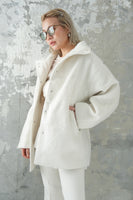 シャギースタンドカラーコート　IVORY