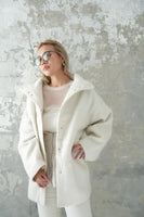 シャギースタンドカラーコート　IVORY