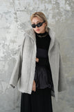シャギースタンドカラーコート　GRAY
