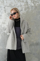 シャギースタンドカラーコート　GRAY
