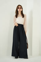 ピンタックワイドパンツ　NAVY