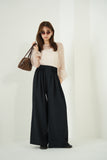ピンタックワイドパンツ　NAVY