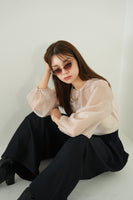 シアーブラウス×シャギービスチェセット　BEIGE