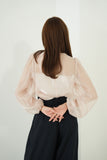 シアーブラウス×シャギービスチェセット　BEIGE