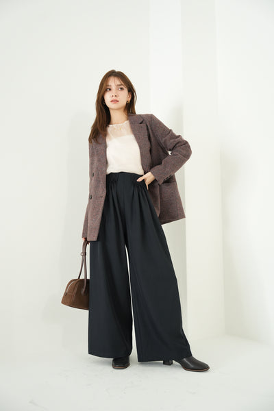 ピンタックワイドパンツ　NAVY