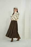 タックデザインスカート　BROWN