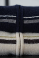 ボーダーダブルジップブルゾン　NAVY