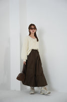 タックデザインスカート　BROWN