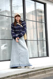 切りっぱなしDENIMロングスカート　BLUE