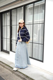 切りっぱなしDENIMロングスカート　BLUE